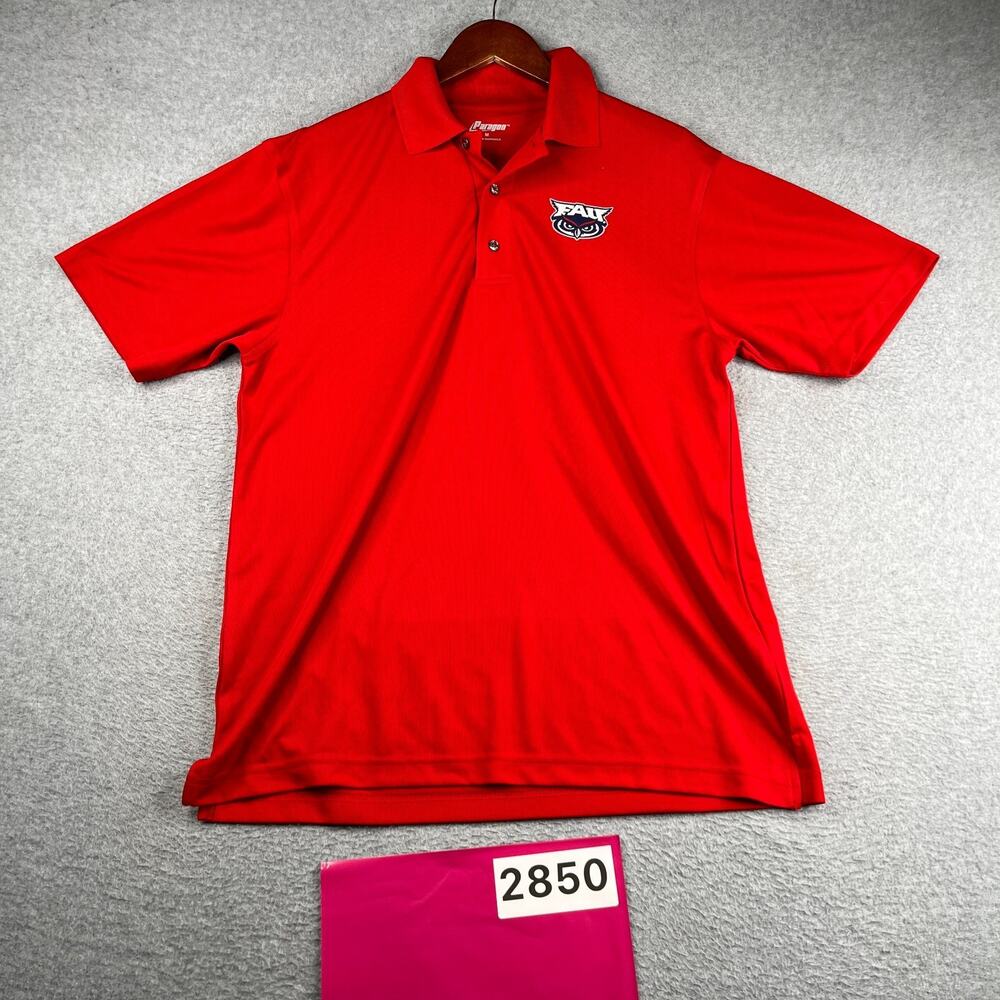 FAU Florida Atlantic University Polo Shirt Red Paragon Mens Medium Owls